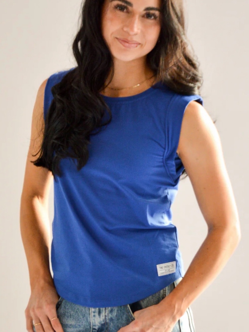 NWT The Everly Co. Essential Tank Blue XL Soft Stretch Sleeveless Top - Picture 5 of 7